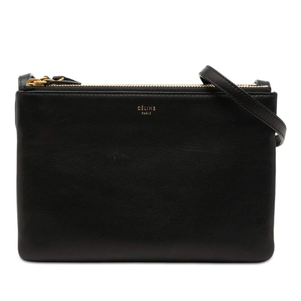 Celine Small Lambskin Trio Crossbody Black Leather Very good condition - Front View