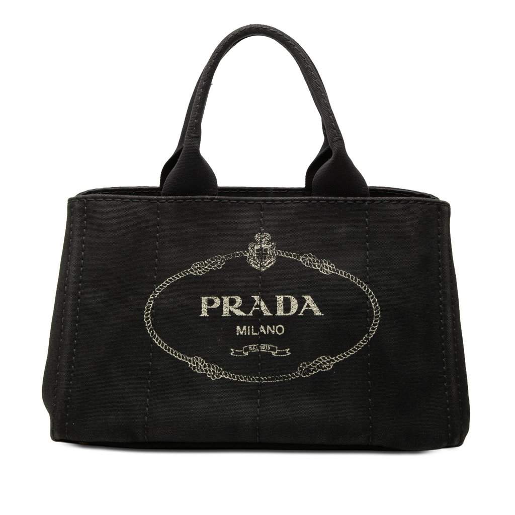 Prada Canvas Canapa Logo Satchel Black Very good condition - Front View