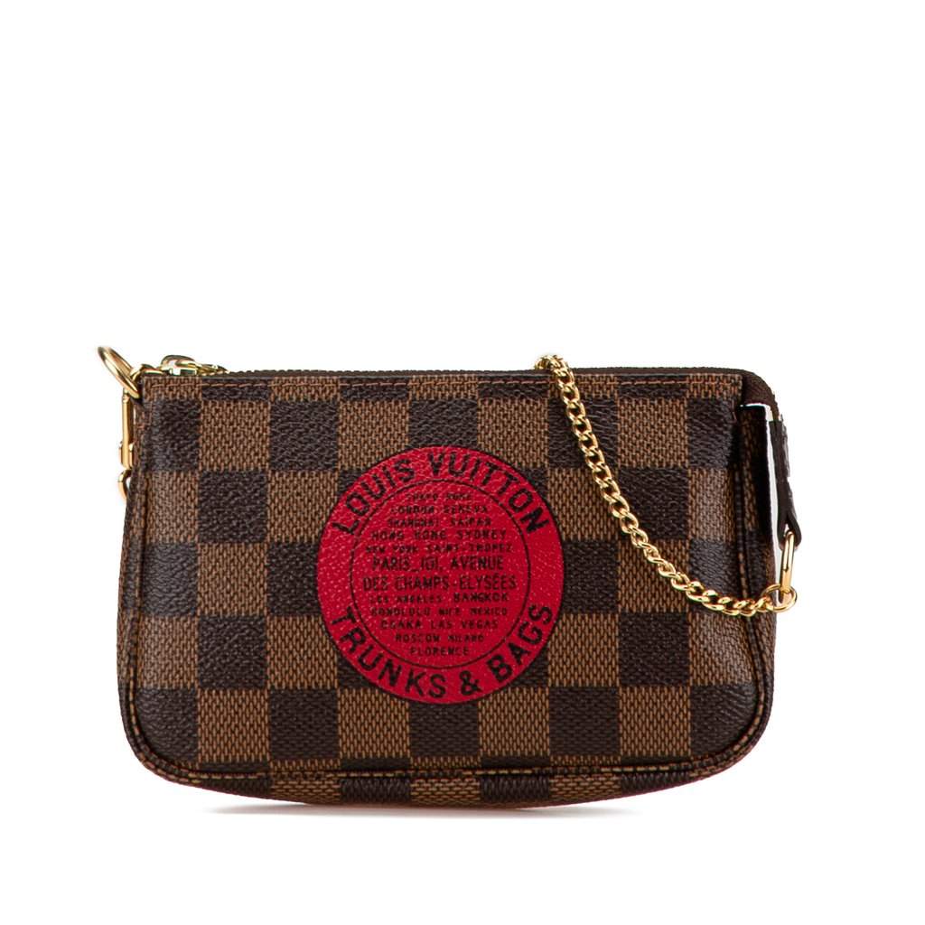 Louis Vuitton Damier Ebene Trunks and Bags Mini Pochette Accessoires Brown Canvas Very good - Front View