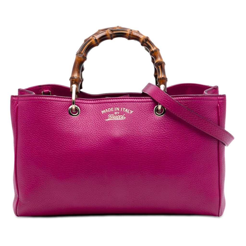 Gucci Medium Calfskin Bamboo Shopper Satchel Pink Leather Very good condition - Front View