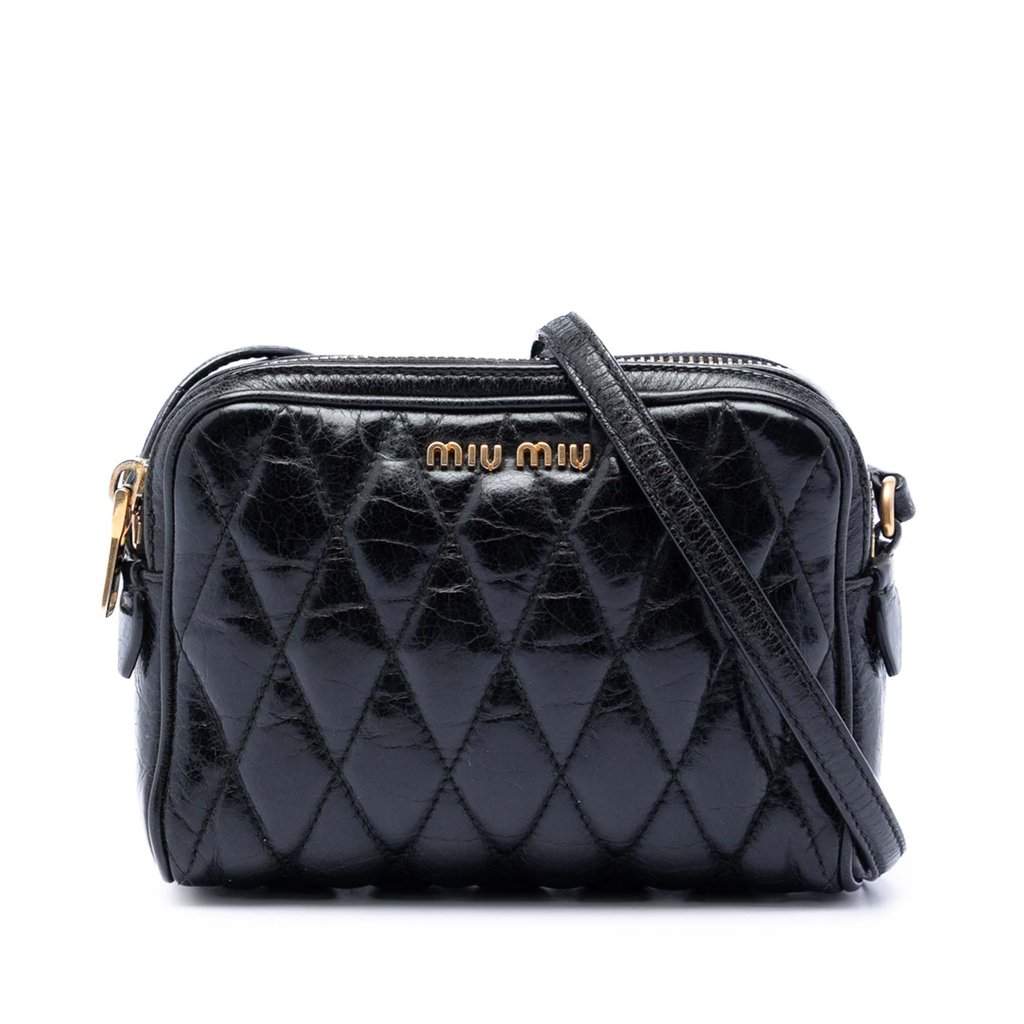 Miu Miu Matelasse Nappa Camera Crossbody Black Leather Very good - Front View