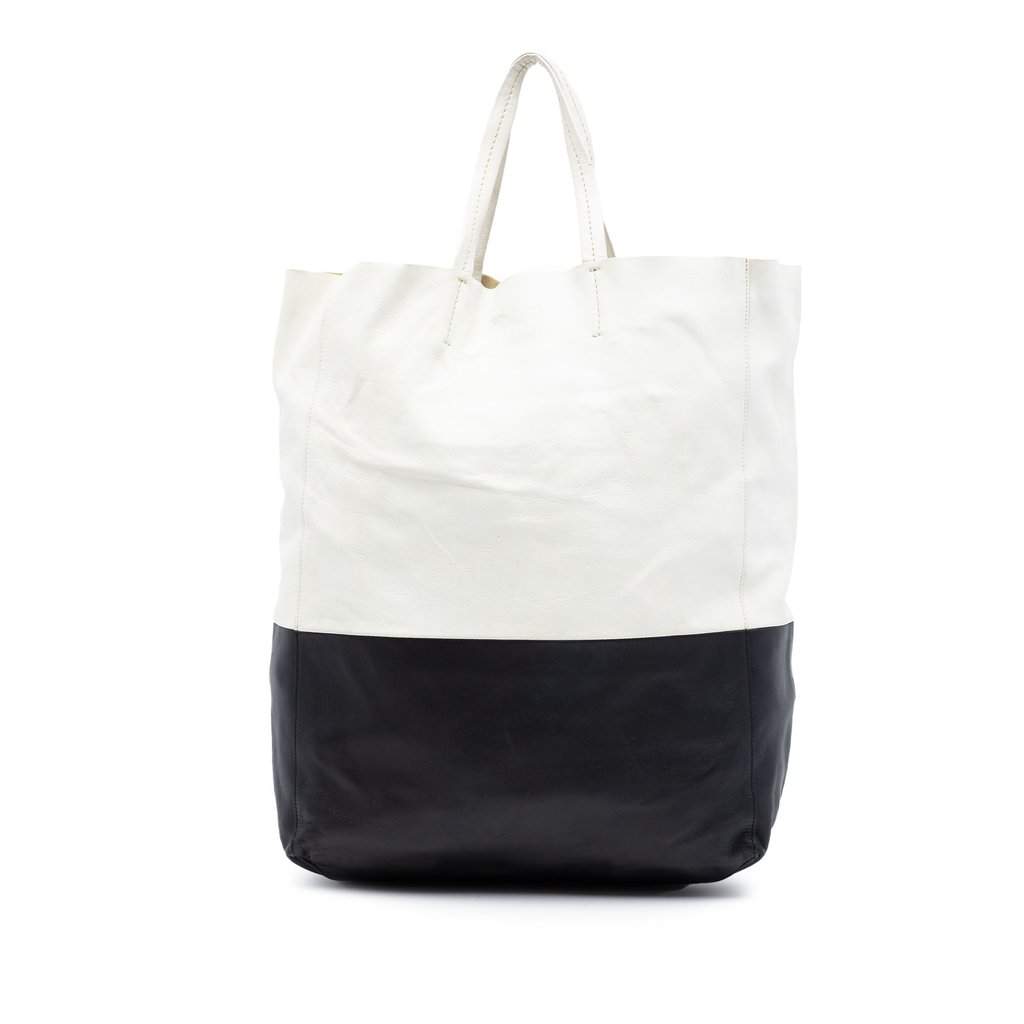 Celine Bicolor Leather Vertical Cabas Tote White Leather Very good condition - Front View