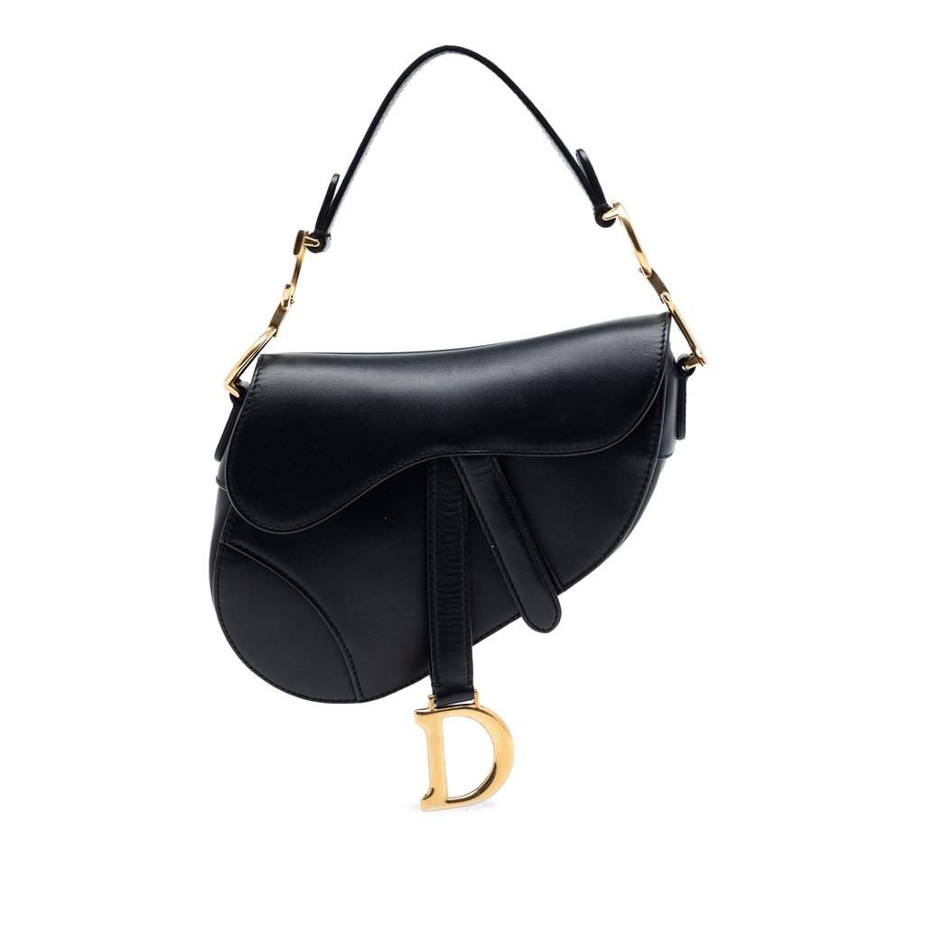 Dior Mini Smooth Calfskin Saddle Bag Black Leather Very good condition - Front View