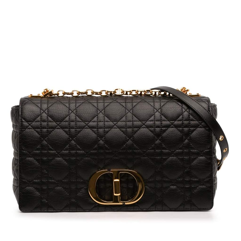 Dior Large Calfskin Cannage Caro Crossbody Black Leather Very good condition - Front View