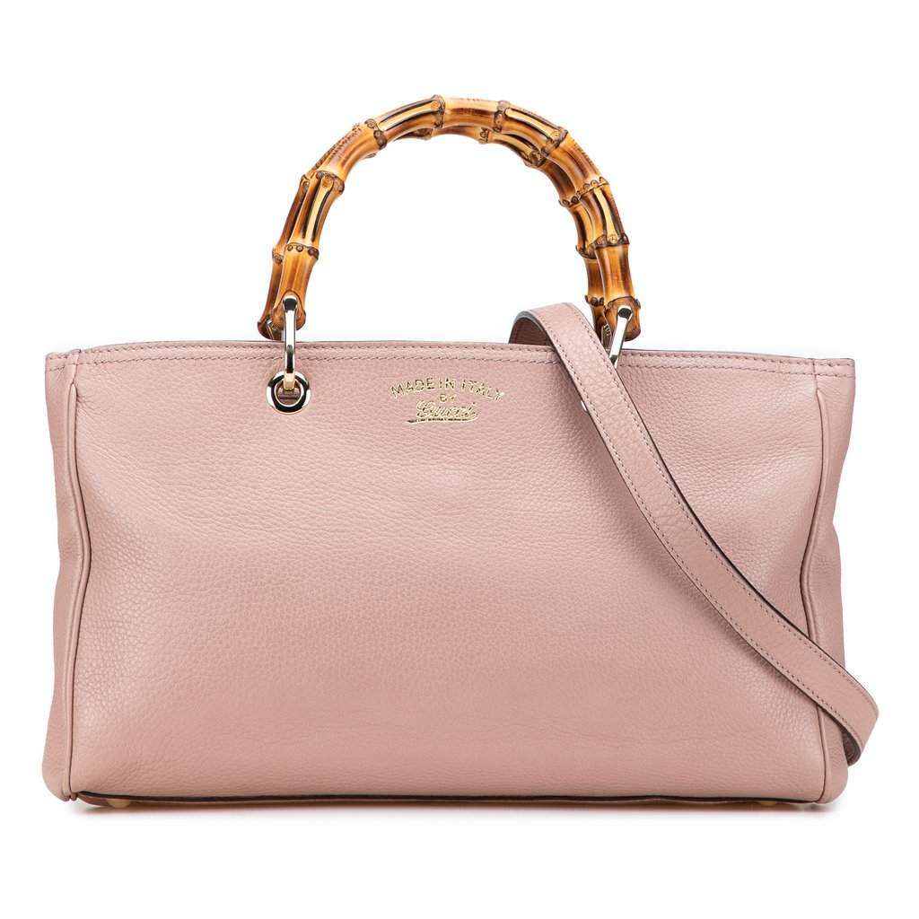 Gucci Medium Calfskin Bamboo Shopper Satchel Pink Leather Very good - Front View