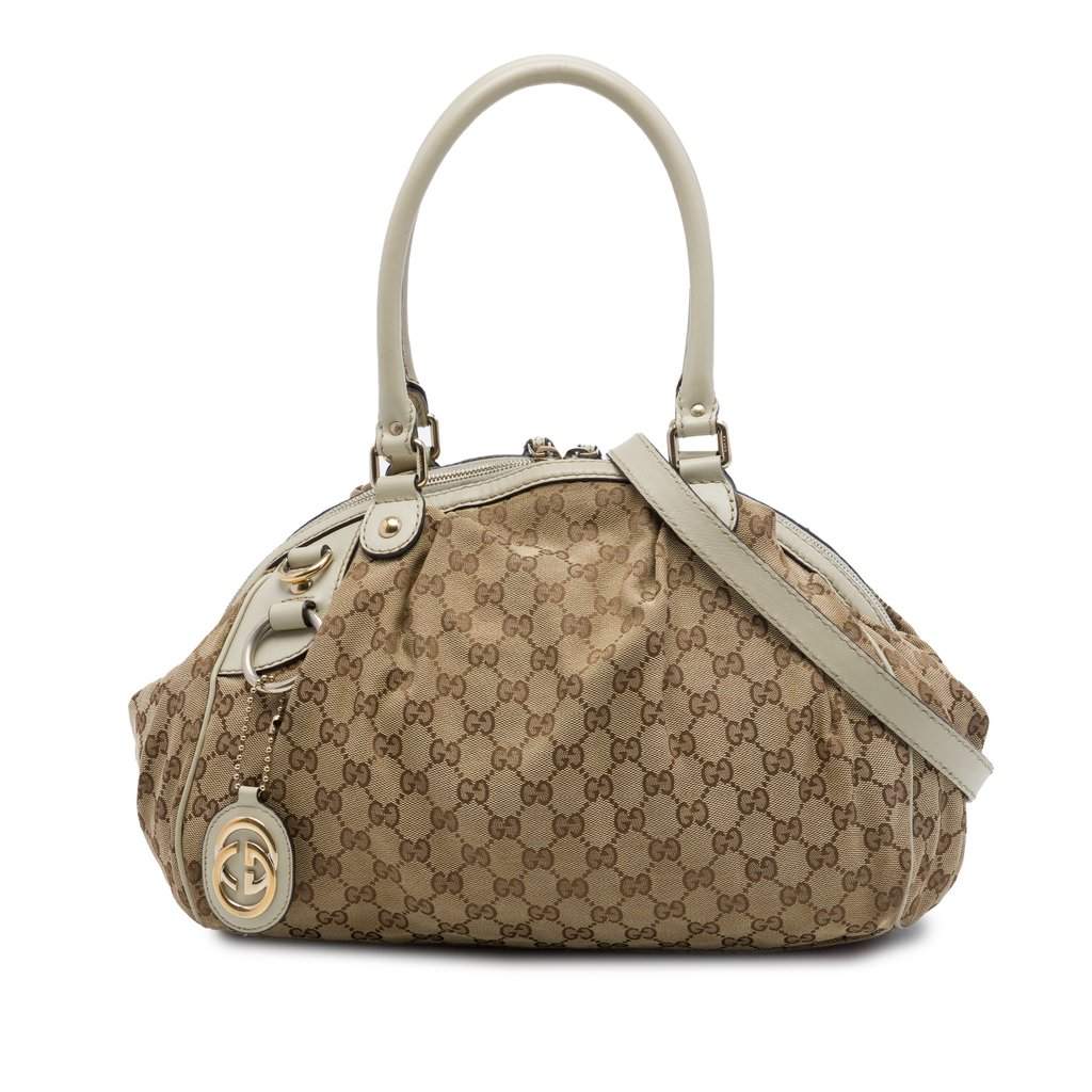 Gucci GG Canvas Sukey Satchel Beige Very good - Front View