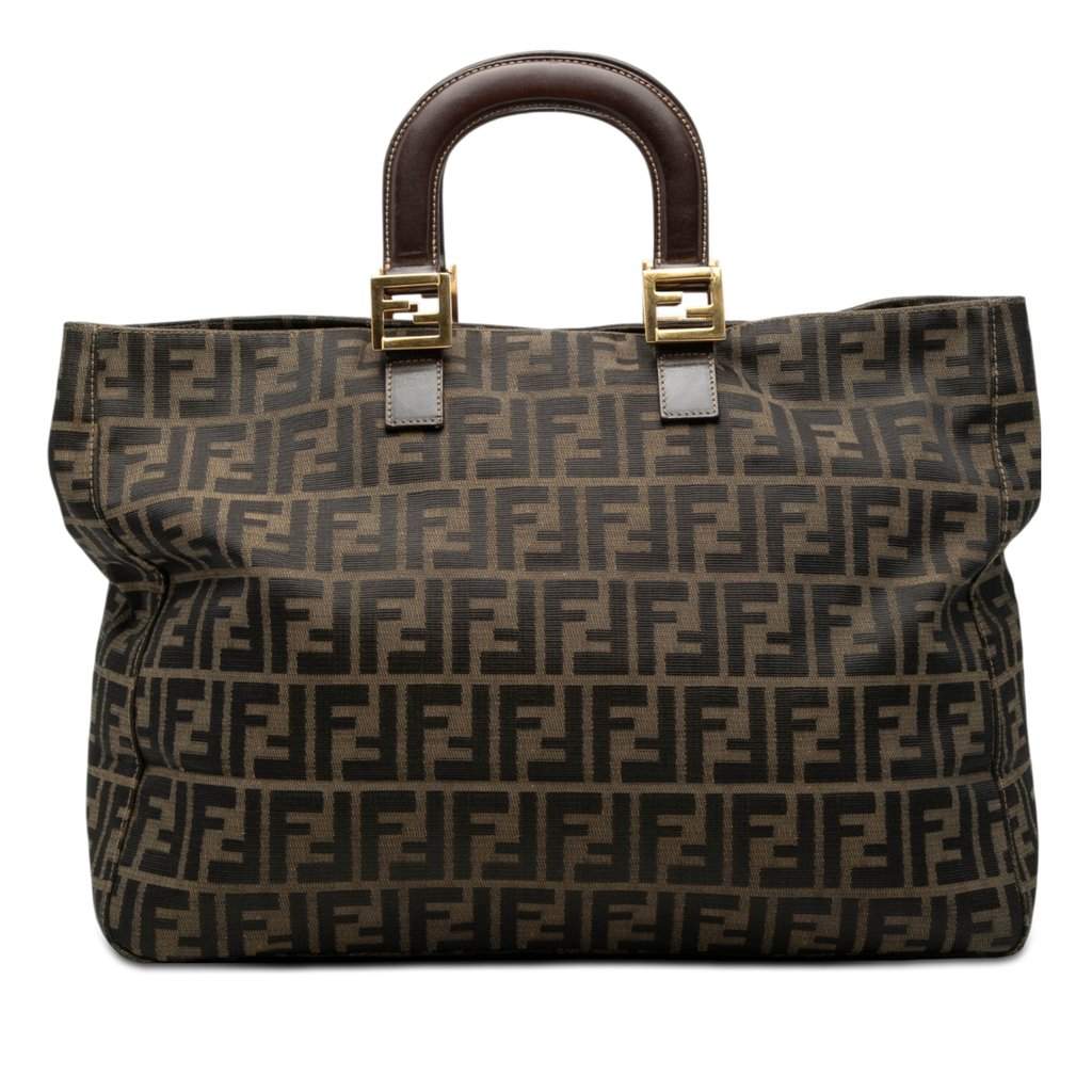 Fendi Large Zucca Canvas Twins Tote Brown Very good condition - Front View