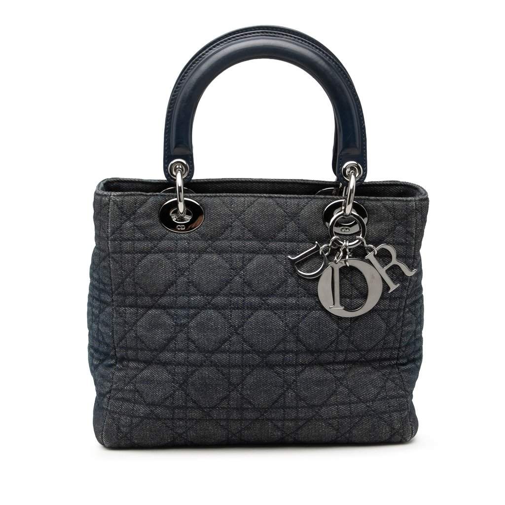 Dior Medium Denim Cannage Lady Dior Blue Very good condition - Front View