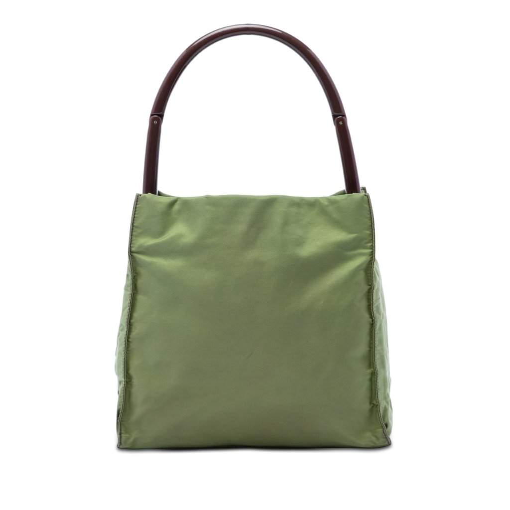 Prada Tessuto Enamel Top Handle Bag Green Very good - Front View