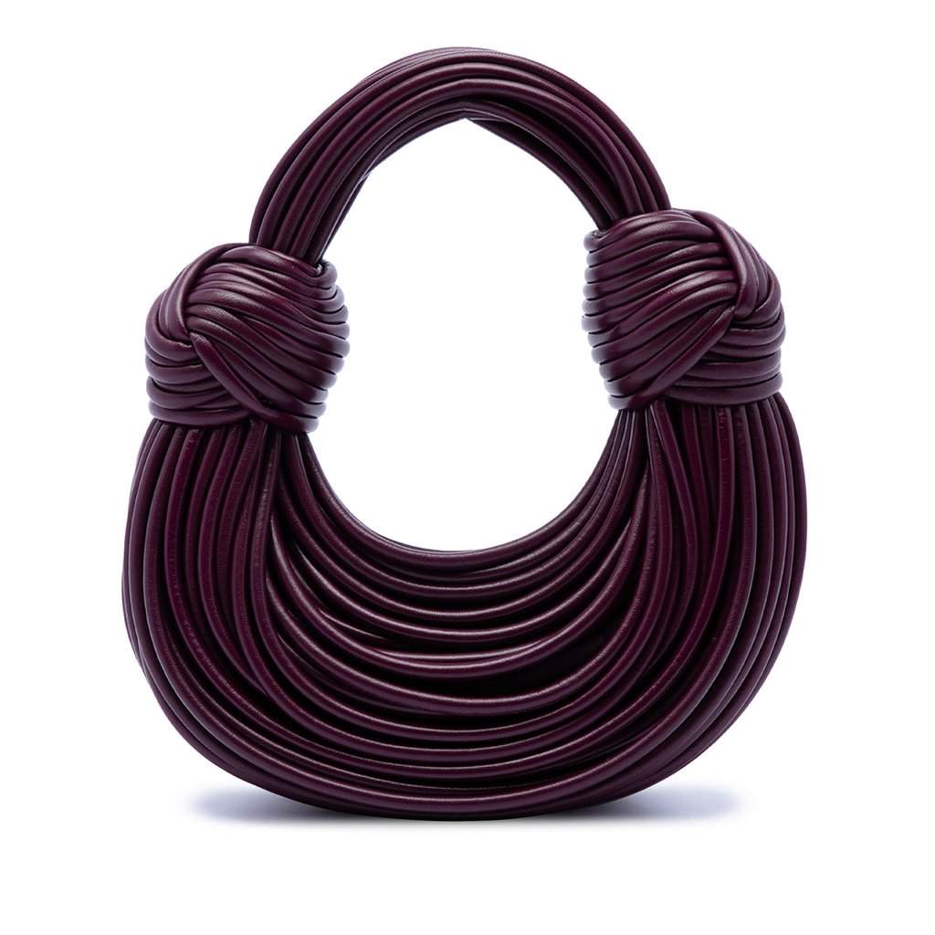 Bottega Veneta Mini Nappa Tubular Double Knot Bag Purple Leather Very good condition - Front View