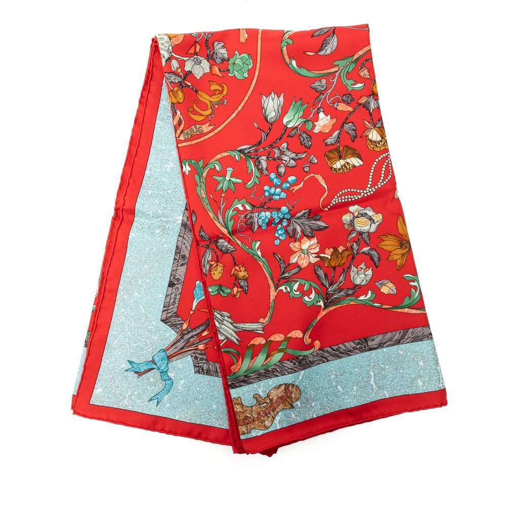 Hermès Pierres D Orient Et D Occident Silk Scarf Red Very good - Front View