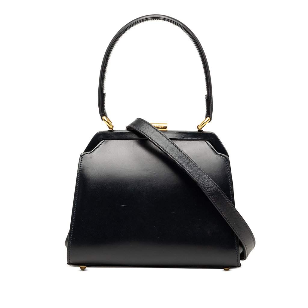 Burberry Leather Satchel Black Leather Good - Front View