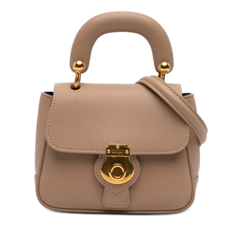 Burberry Mini Trench Calfskin DK88 Top Handle Bag Beige Leather Very good condition - Front View