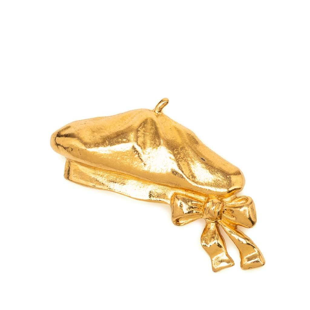 Chanel Gold Plated Beret Hat Brooch Gold Metal Very good - Front View