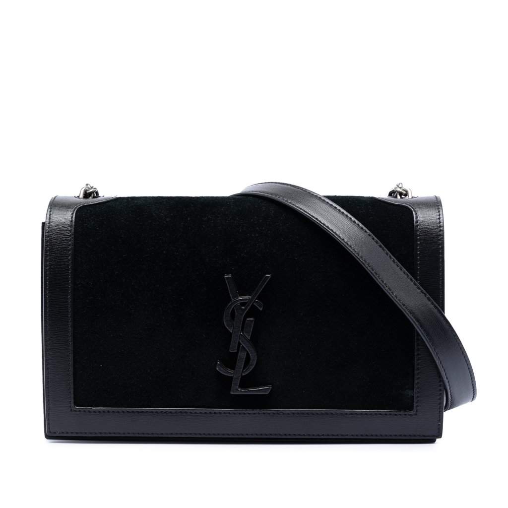 Saint Laurent Suede Monogram Book Bag Black Leather Very good condition - Front View