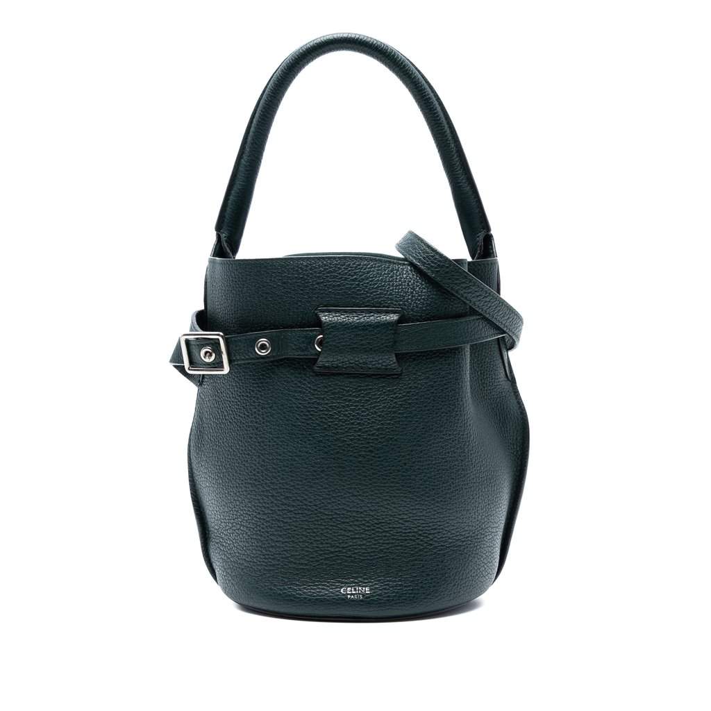 Celine Nano Leather Big Bucket Bag Green Leather Very good condition - Front View