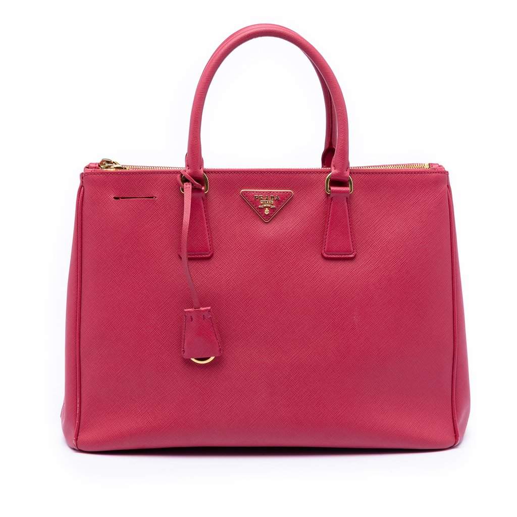 Prada Large Saffiano Lux Galleria Double Zip Satchel Pink Leather Very good condition - Front View