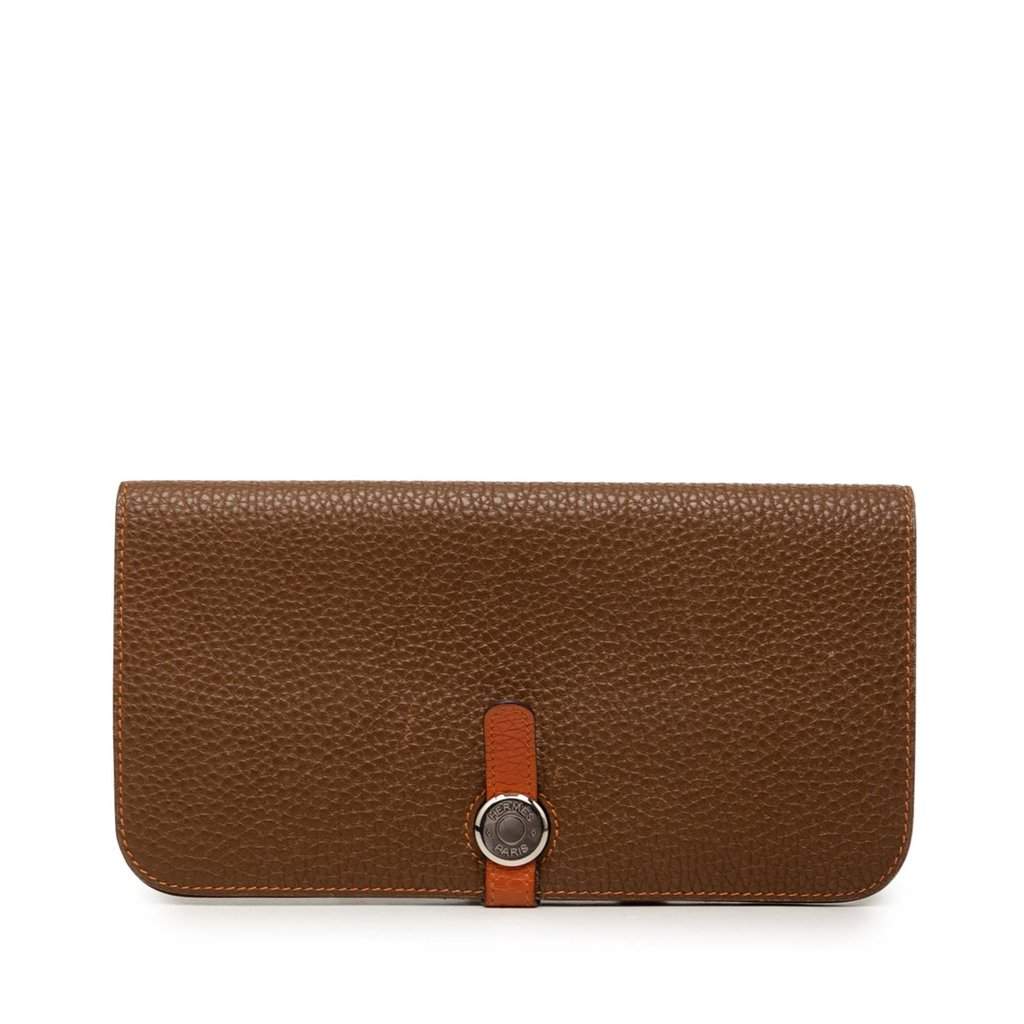 Hermès Togo Dogon Duo Wallet GM Brown Leather Very good condition - Front View