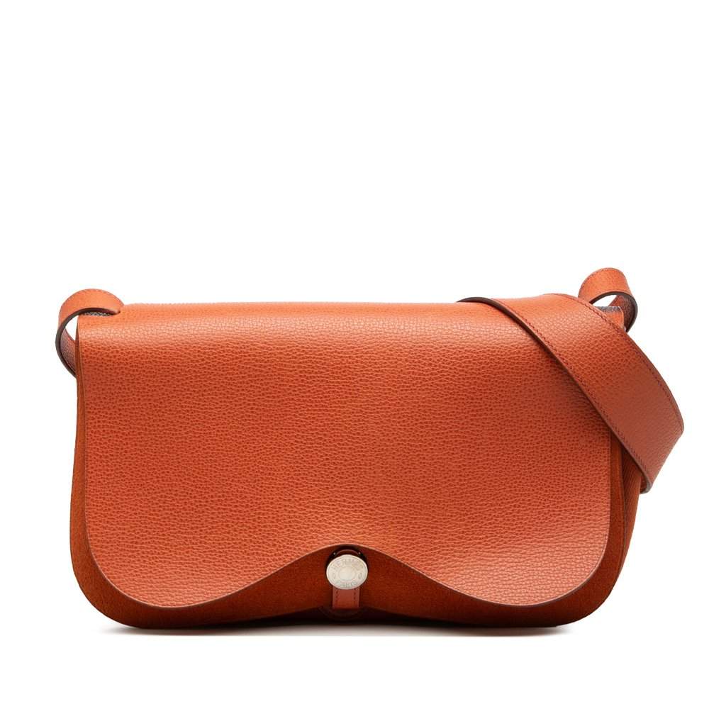 Hermès Vache Liege and Toile Sac Colorado PM Orange Leather Very good condition - Front View