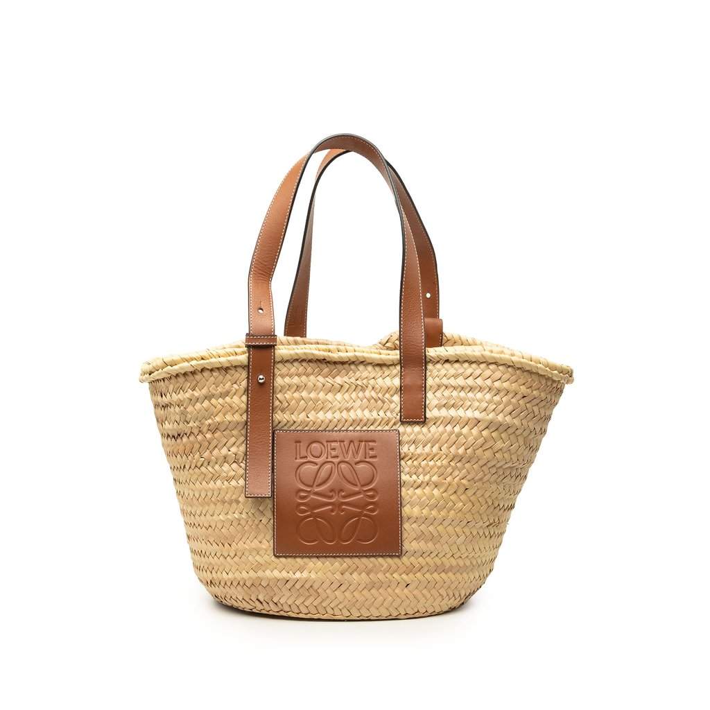 LOEWE Medium Raffia Anagram Basket Tote Beige Very good - Front View