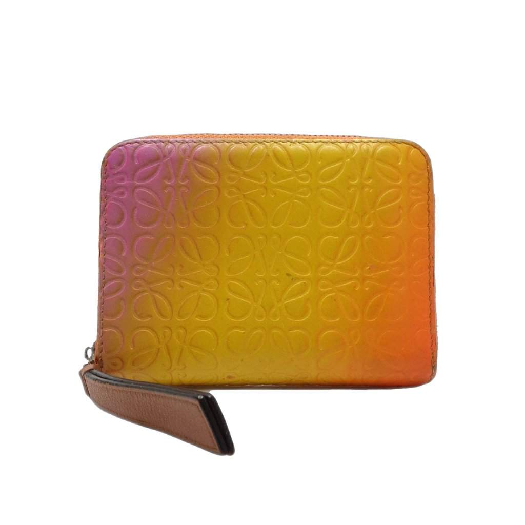 LOEWE Anagram Gradient Embossed Leather Zippy Coin Pouch Orange Leather Very good - Front View