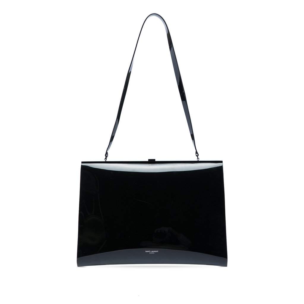 Saint Laurent Large Vinyl Le Anne Marie Shoulder Bag Black Plastic Very good - Front View