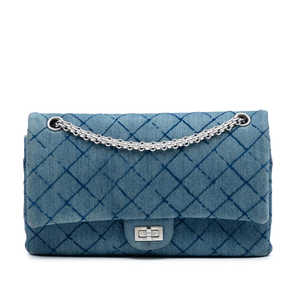 Chanel Quilted Denim Reissue 2.55 Double Flap 226 Blue Very good - Front View