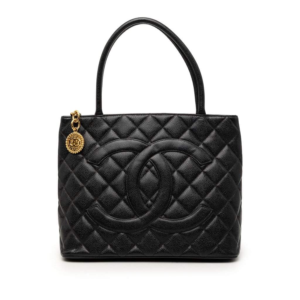 Chanel Caviar Medallion Tote Black Leather Very good condition - Front View