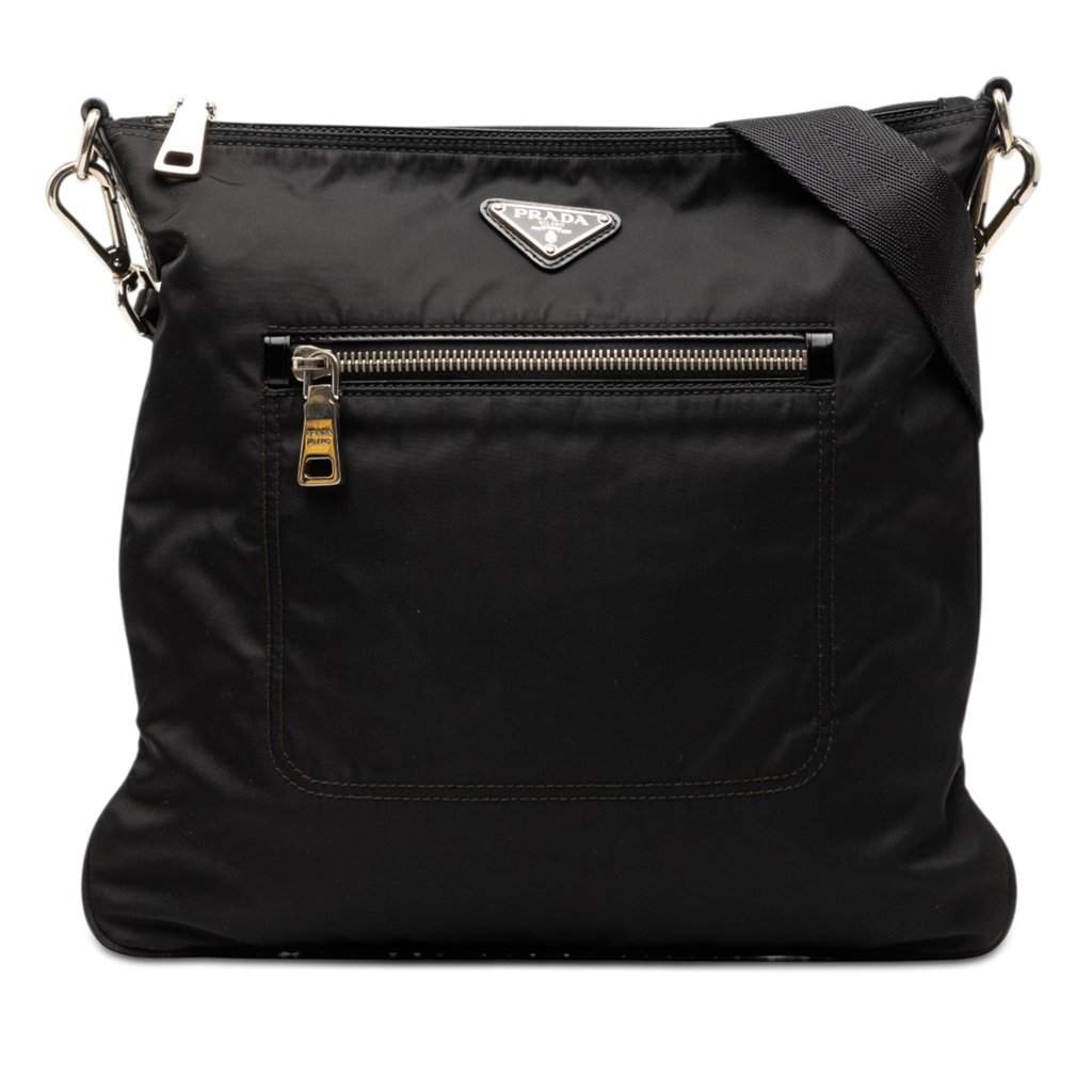 Prada Tessuto Zip Top Crossbody Black Very good condition - Front View