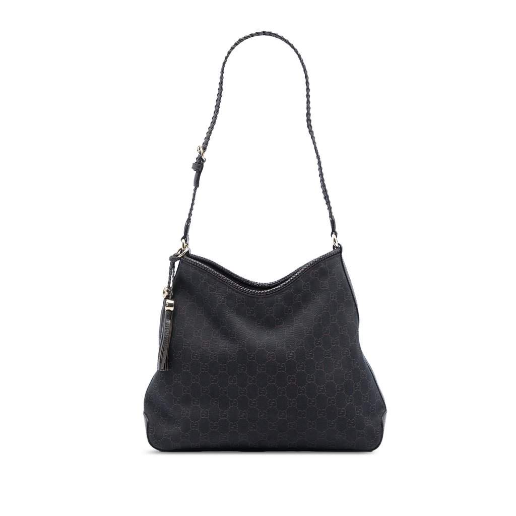 Gucci Medium GG Denim Marrakech Shoulder Bag Brown Very good - Front View