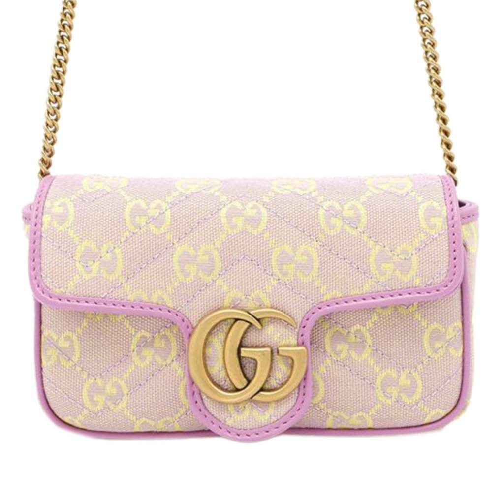 Gucci Super Mini GG Marmont Matelasse GG Canvas Flap Crossbody Purple Very good condition - Front View