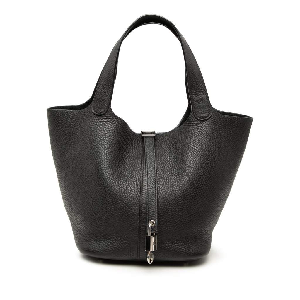 Hermès Clemence Picotin Lock 22 Black Leather Very good condition - Front View