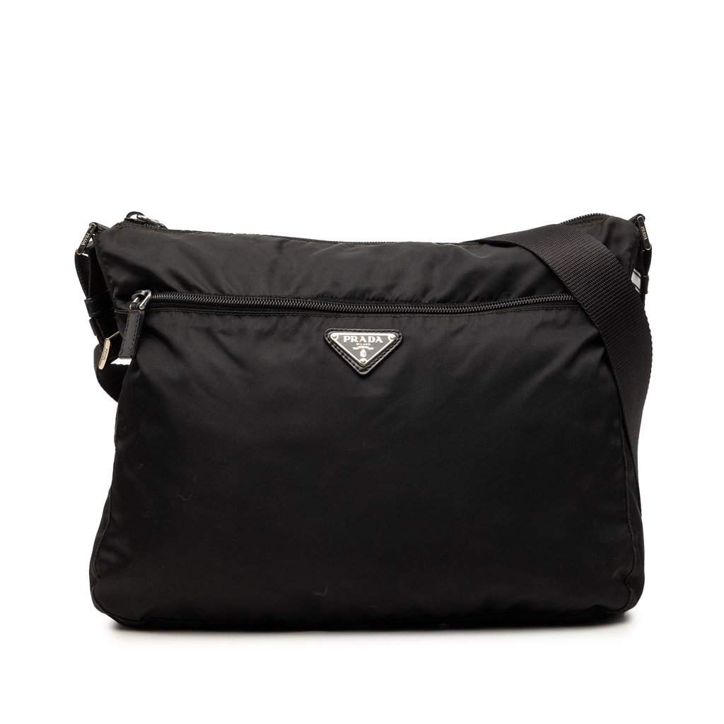 Prada Tessuto Zip Top Crossbody Black Very good condition - Front View