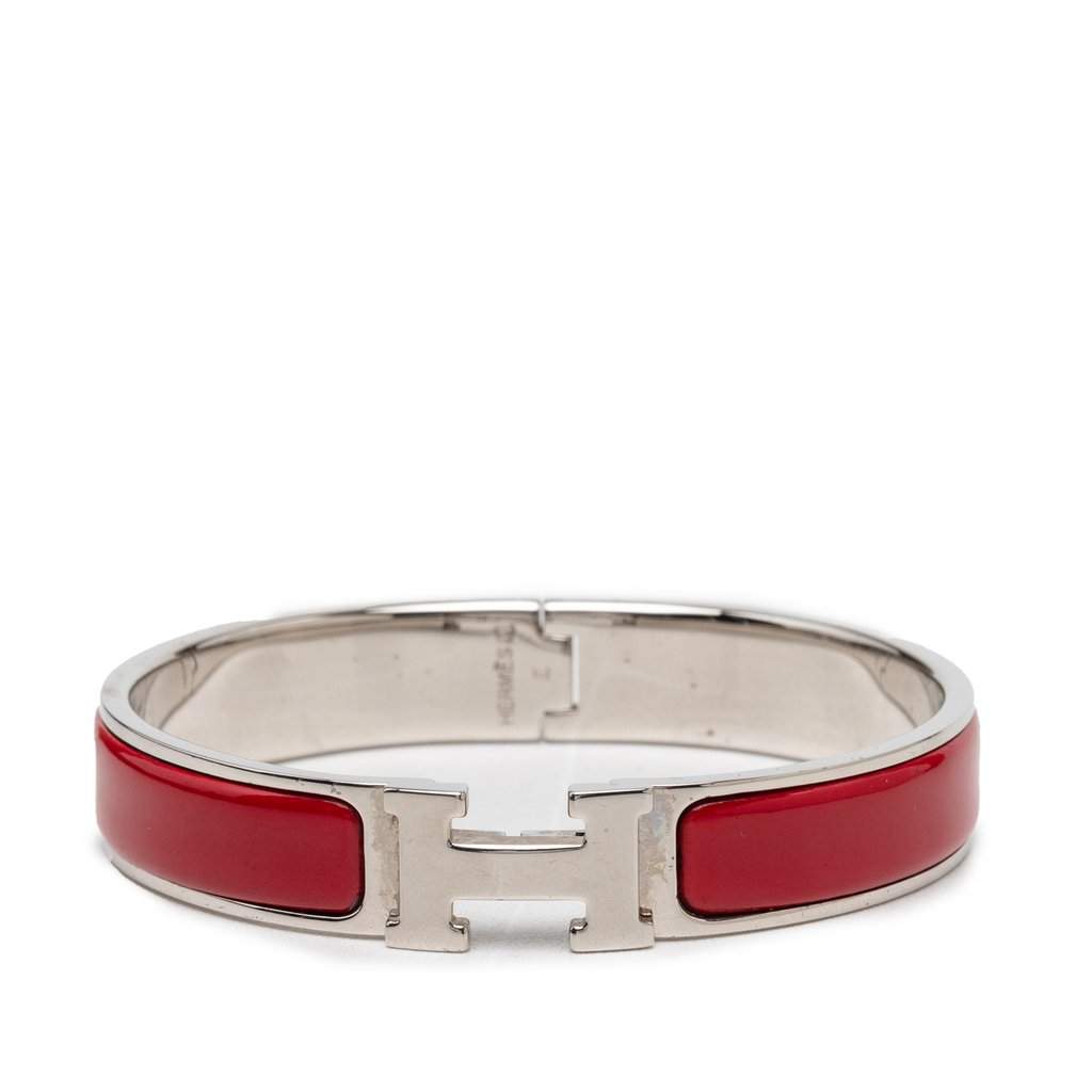 Hermès Narrow Enamel Clic H Bracelet PM Red Very good - Front View