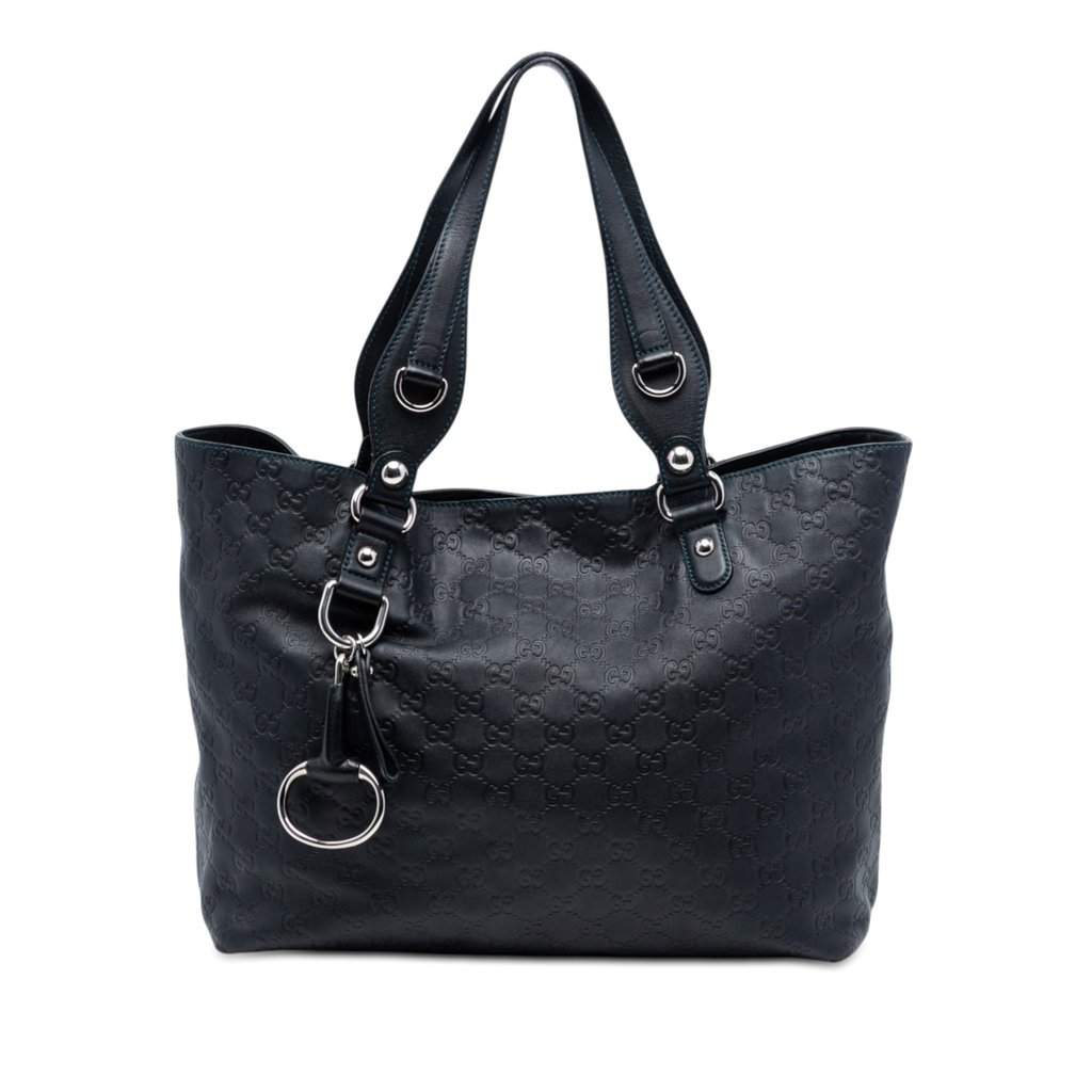 Gucci Medium Guccissima Icon Bit Tote Blue Leather Very good condition - Front View