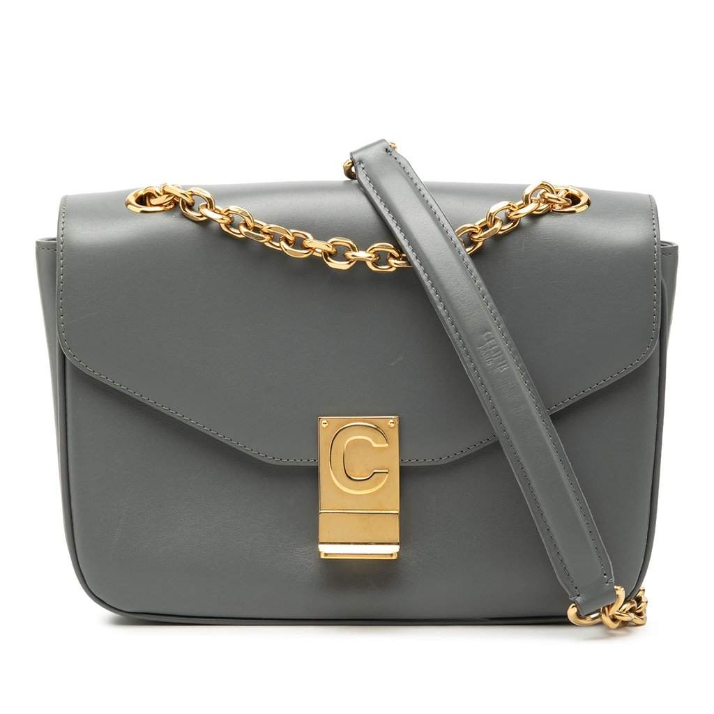 Celine Medium Calfskin C Crossbody Green Leather Very good - Front View