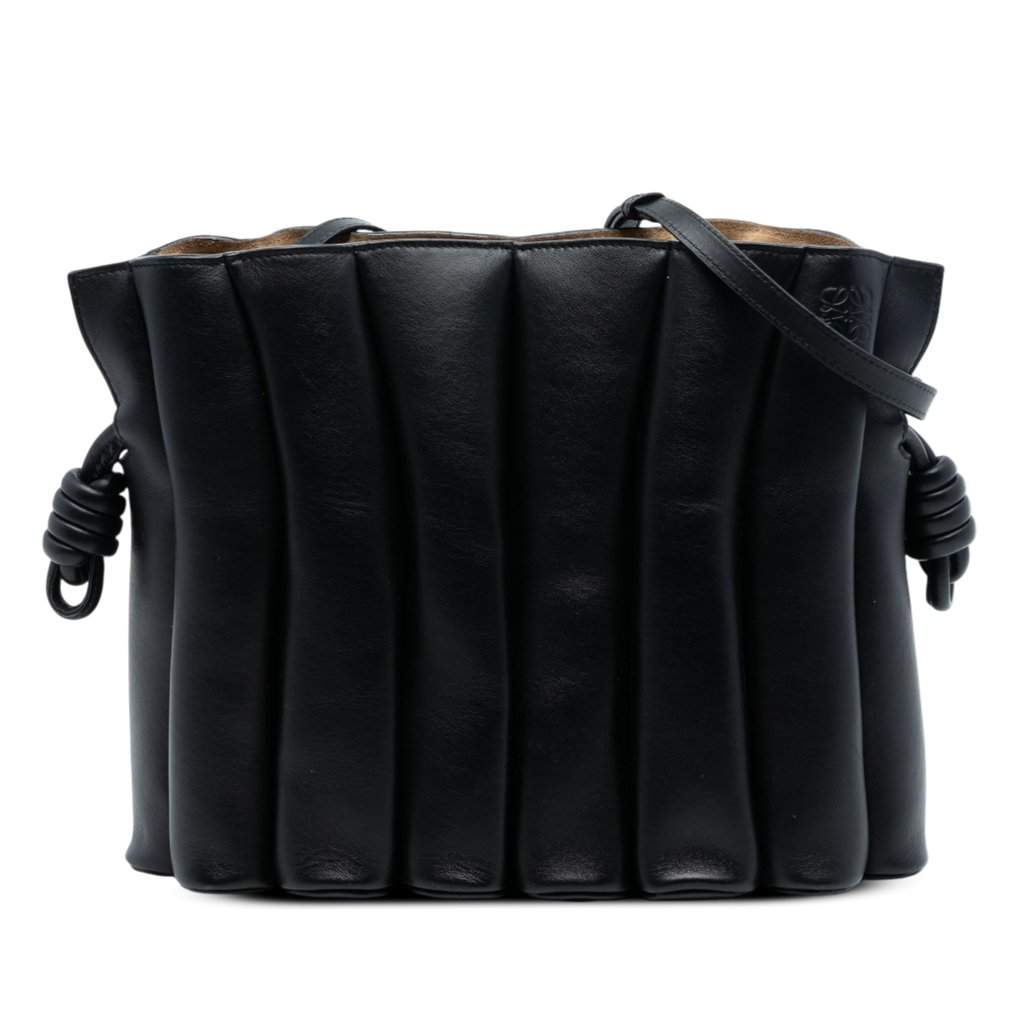 Loewe Calfskin Ondas Flamenco Knot Crossbody Black Leather Very good condition - Front View
