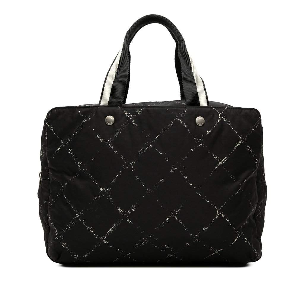 Chanel Old Travel Line Nylon Handbag Black Very good - Front View