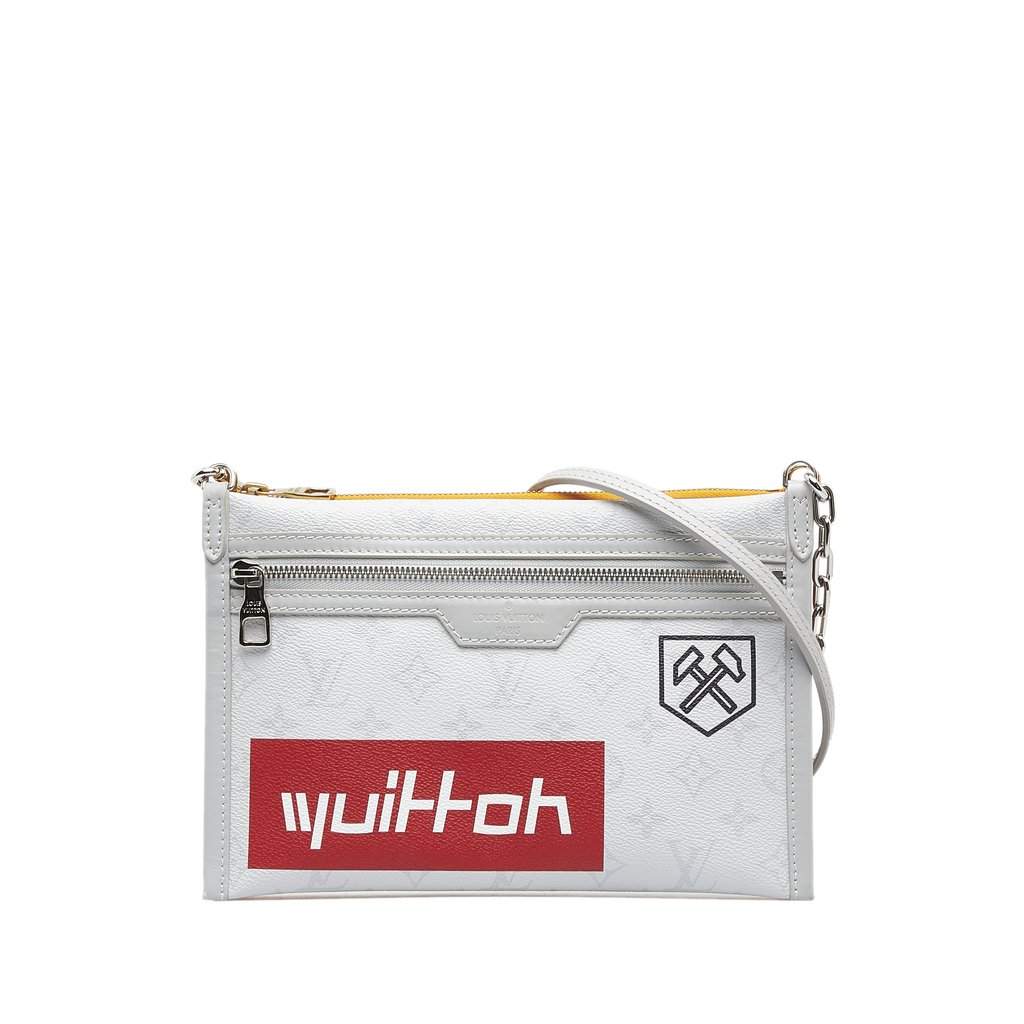 Louis Vuitton Monogram Antartica Double Flat Messenger Silver Very good - Front View