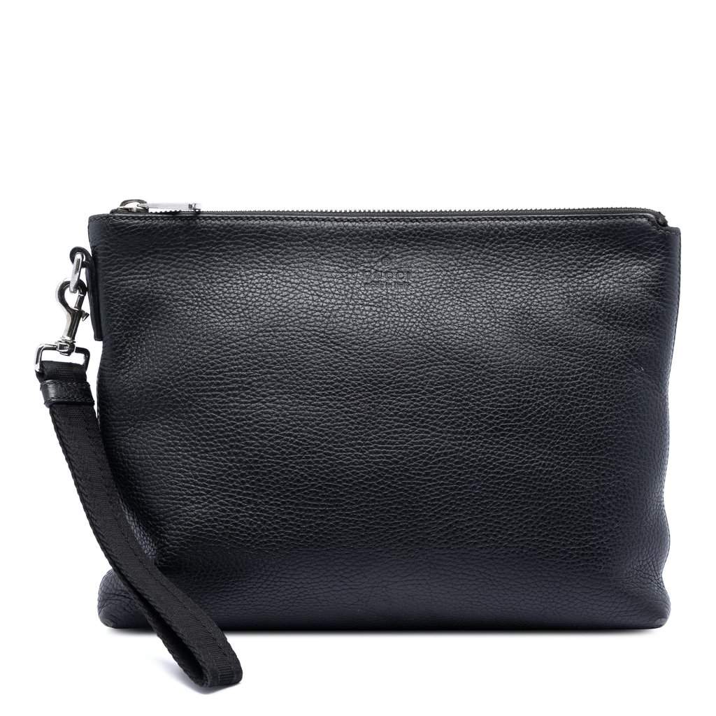 Gucci Leather Clutch Black Leather Very good condition - Front View
