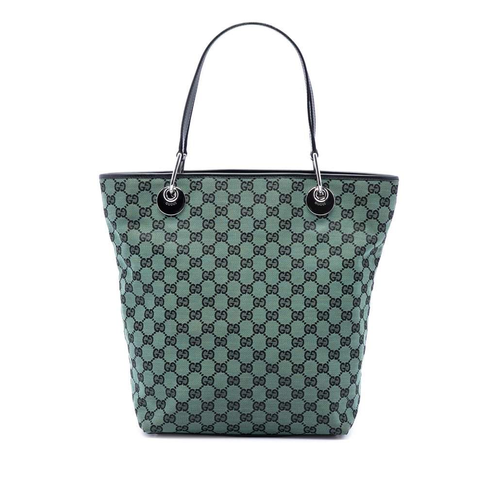 Gucci GG Canvas Eclipse Tote Green Very good - Front View