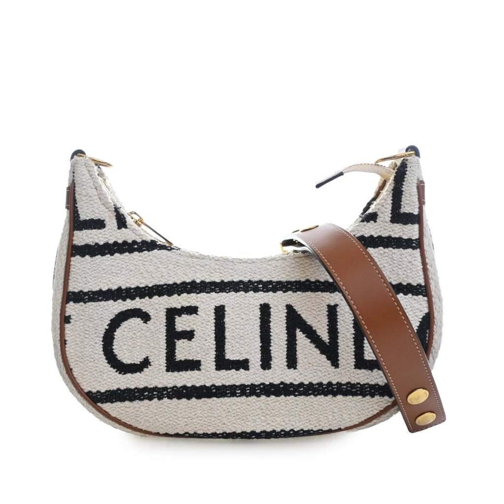 Celine Medium Knitted Textile Ava Shoulder Bag Beige Very good condition - Front View