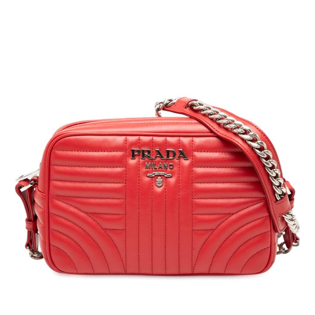 Prada Soft Calfskin Diagramme Camera Bag Red Leather Very good - Front View