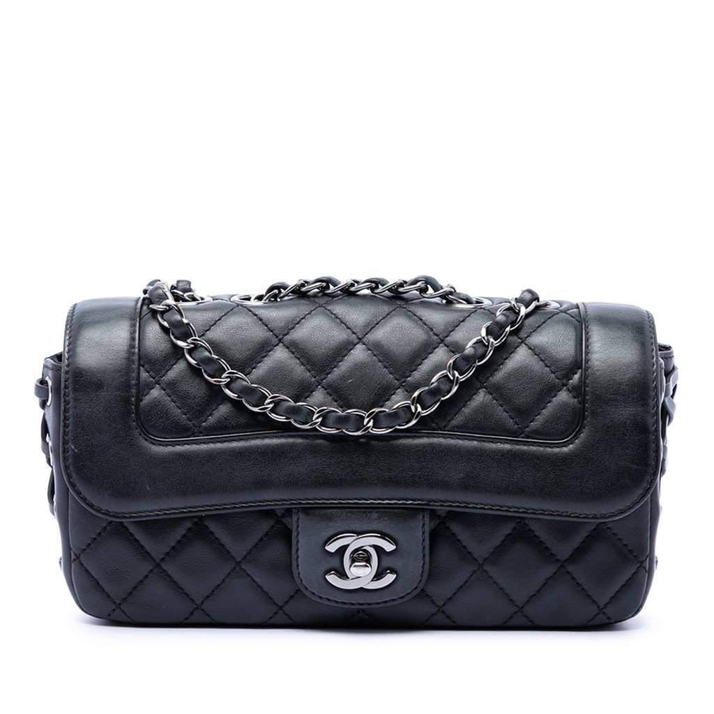 Chanel Quilted Calfskin Coco Corset Flap Black Leather Very good condition - Front View