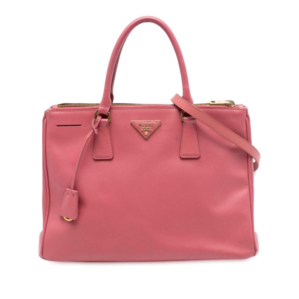 Prada Medium Saffiano Lux Galleria Double Zip Satchel Pink Leather Very good - Front View