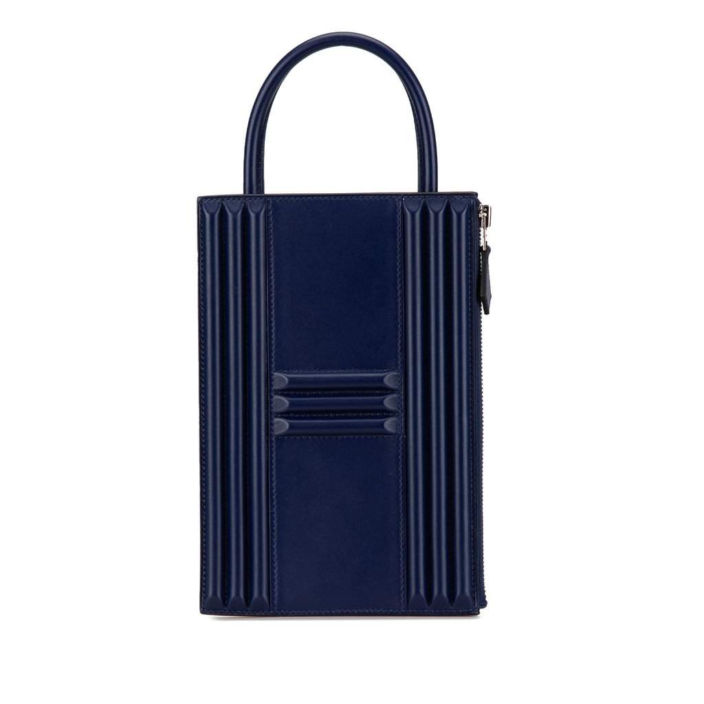 Hermès Tadelakt Kelly Cadena Handbag Blue Leather Very good condition - Front View