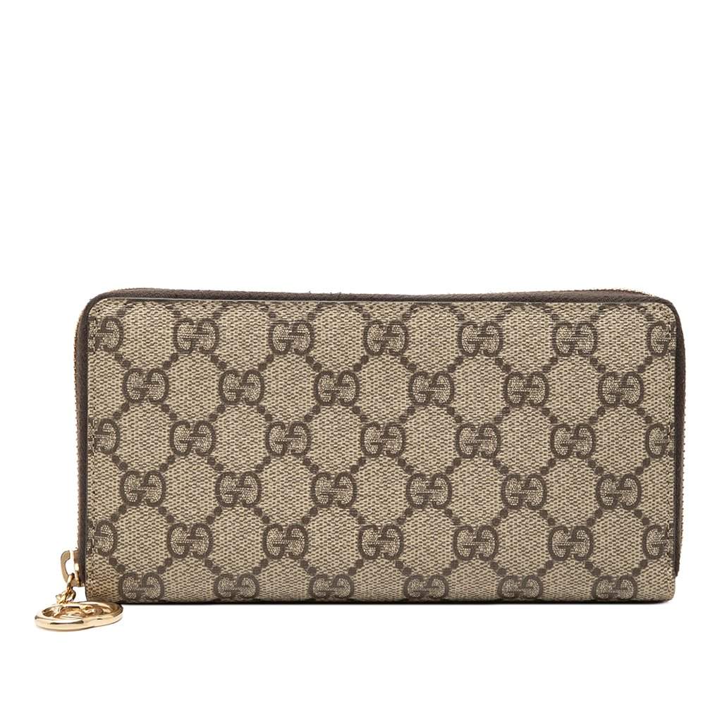 Gucci GG Supreme Zip Around Long Wallet Beige Very good condition - Front View