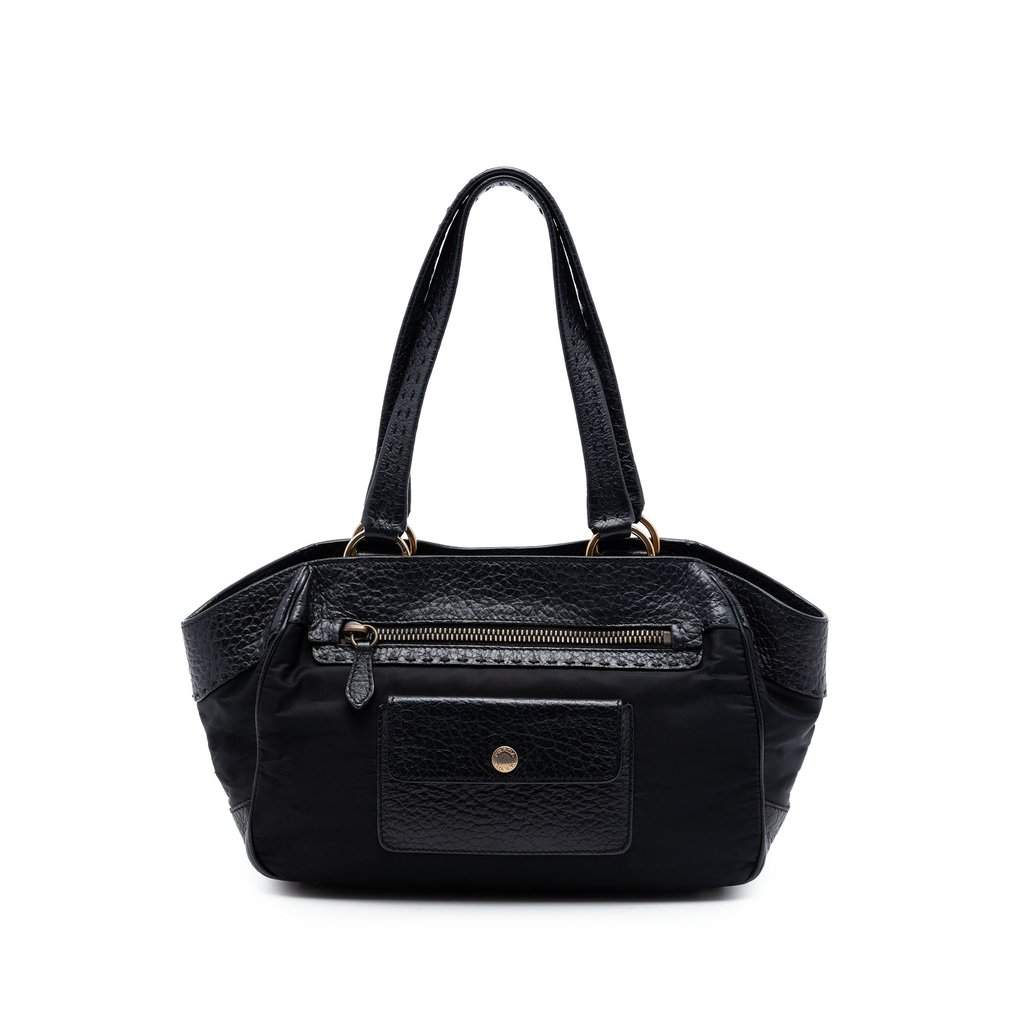 Prada Berlino Trimmed Tessuto Shoulder Bag Black Very good condition - Front View