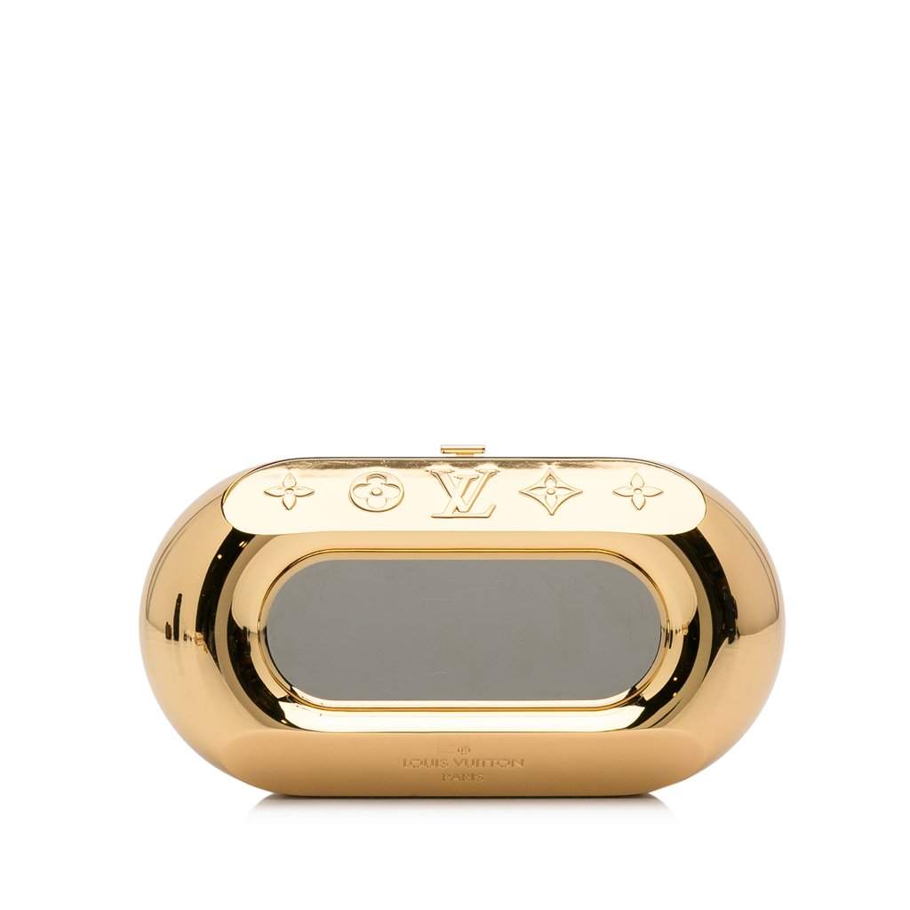 Louis Vuitton Minaudiere Shell Clutch Gold Metal Good condition - Front View