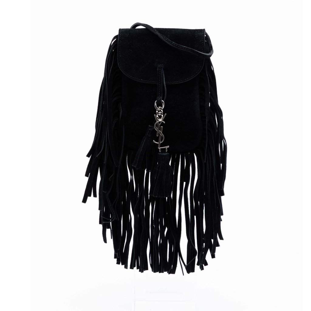 Saint Laurent Toy Suede Anita Fringed Crossbody Black Leather Very good condition - Front View